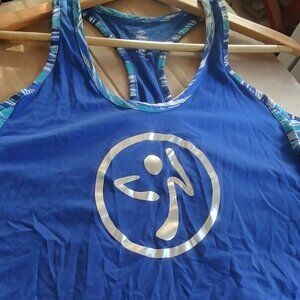 Zumba Fitness Treaded Burn It Up Bubble Tank blue sz M